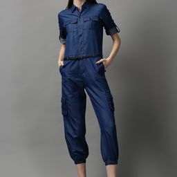 SHOWOFF Women Navy Blue Basic Jumpsuit-picture-22