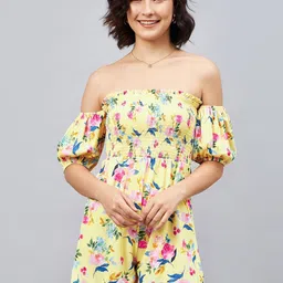 Orchid Blues Printed Off-Shoulder Playsuit-image-13