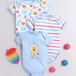 BUMZEE Infants Boys Pack Of 3 Printed Pure Cotton Bodysuit-20