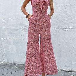 StyleCast Red Printed Shoulder Straps Basic Jumpsuit-picture-0