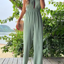 StyleCast Green Halter Neck Basic Jumpsuit-image-85
