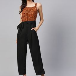 Zima Leto Brown & Black Printed Basic Jumpsuit-picture-14
