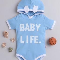BUMZEE Infant Boys Printed Hooded Pure Cotton Bodysuits-image-95