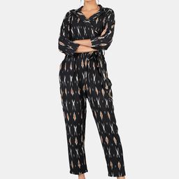 INDOPHILIA Printed Waist-Tie-Ups Cotton Basic Jumpsuit-image-54