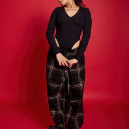 CRAYY HEADS V-Neck Long Sleeves Cotton Bodysuit-image-80