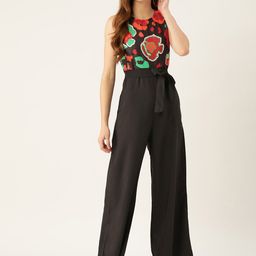 Sleek Italia Abstract Printed Sleeveless Waist Tie-Ups Basic Jumpsuit-picture-13