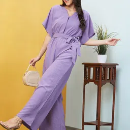 Globus Women Kimono Sleeves Tie-Up Longline Jumpsuit-58