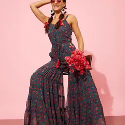 QUIERO Printed Culotte Jumpsuit with Ruffles-picture-33