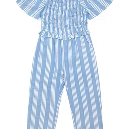 Budding Bees Striped Smocked Cotton Basic Jumpsuit-image-86