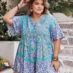 JC Mode Plus Size Floral Printed V-Neck Playsuit-43