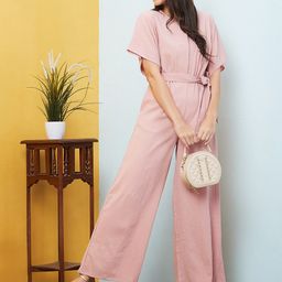 Globus Kimono Sleeves Waist Tie-Up Longline Jumpsuit-picture-46