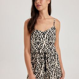 DeFacto Abstract Printed Shoulder Straps Waist Tie-Ups Playsuit-1