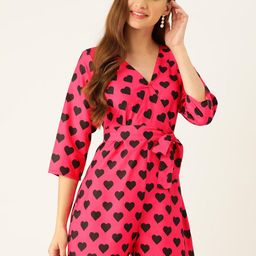Sleek Italia Conversational Printed Three-Quarter Waist Tie-Ups Sleeves Playsuit-picture-26