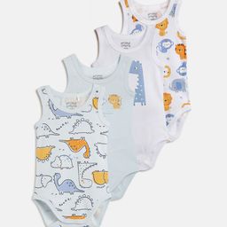 Chicco Infants Pack Of 4 Printed Pure Cotton Bodysuits-22