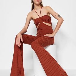 Trendyol Self Design Halter Neck Basic Jumpsuit-49