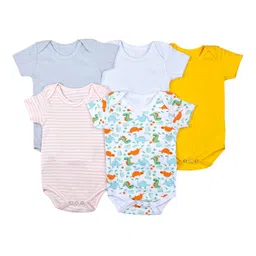 Moms Home Infants Kids Pack Of 5 Organic Cotton Bodysuits-image-78