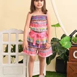 Superminis Girls Printed Pure Cotton Playsuit-image-24