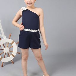One Friday Girls One Shoulder Bow Detailed Playsuit-image-16