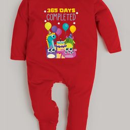 FFLIRTYGO Infant Kids Red Printed Cotton Sleepsuit-image-17