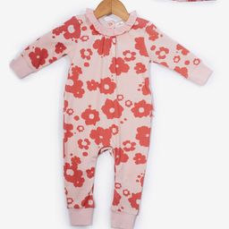 Creative Kids Infant Organic Cotton Floral Rompers With Head Band-image-97