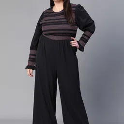 Oxolloxo Plus Size Round Neck Smocked Basic Jumpsuit-picture-55