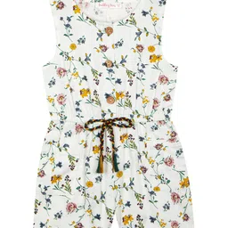 Budding Bees Girls Floral Printed Waist Tie-Ups Cotton Play Jumpsuit-image-35