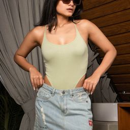 COLOR CAPITAL Shoulder Strap Ribbed Bodysuit-picture-45