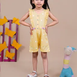 Little Llama Girls Printed with Ruffles Cotton Jumpsuit-image-95