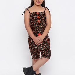 SKY HEIGHTS Girls Black & Orange  Printed Playsuit-image-63