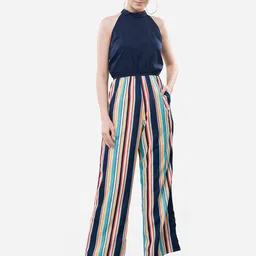 V&M Striped Halter Neck Basic Jumpsuit-image-87