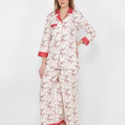 NAVIYATA Women Pink & White Printed Night suit-image-2