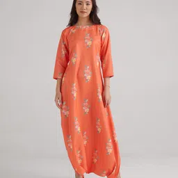 Pasha Floral Printed Boat Neck Dhoti Jumpsuit-image-87