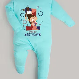 FFLIRTYGO Unisex Kids Turquoise Blue Printed Basic Jumpsuit-image-93