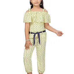 Aarika Girls Yellow & Navy Blue Off-Shoulder Printed Basic Jumpsuit-picture-18