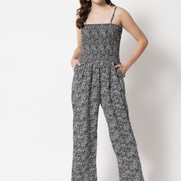 Trend Arrest Women Black & White Animal Printed Basic Jumpsuit-47