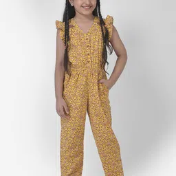 Cub McPaws Girls Yellow Printed Basic Jumpsuit-38