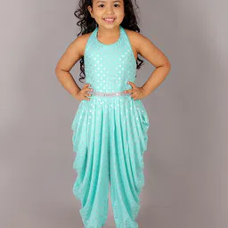 LIL DRAMA Girls Halter Neck Printed Basic Jumpsuit-image-43