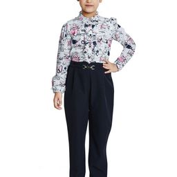 Peppermint Girls Typography Print Ruffed Basic Jumpsuit-image-63