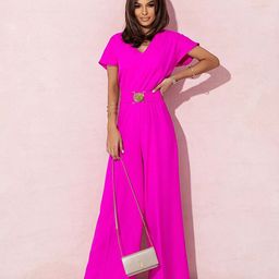StyleCast x Revolte Fuschia V-Neck Basic Jumpsuit-picture-49