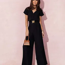 StyleCast x Revolte Black V-Neck Basic Jumpsuit-47