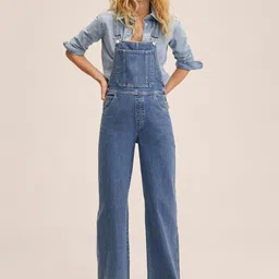 MANGO Blue Pure Cotton Basic Jumpsuit-20