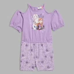 Blue Giraffe Girls Purple & White Basic Jumpsuit-image-5