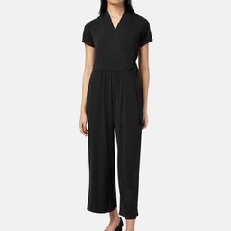Annabelle by Pantaloons Women Black Solid V-Neck Basic Jumpsuit-picture-36