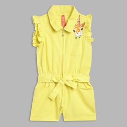 Blue Giraffe Girls Yellow Linen Basic Jumpsuit-image-95