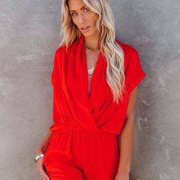 StyleCast Red V-Neck Extended Sleeve Playsuit-image-33