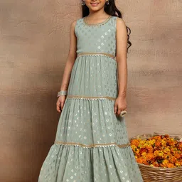 Miss Indya Girls Foil Printed Gota Patti Tiered Basic Jumpsuit-picture-38