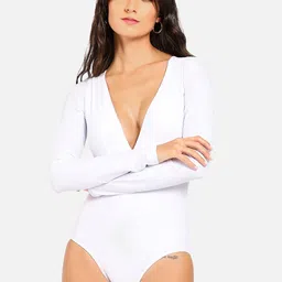 HAUTE SAUCE by  Campus Sutra V-Neck Full Coverage Bodysuit-image-26
