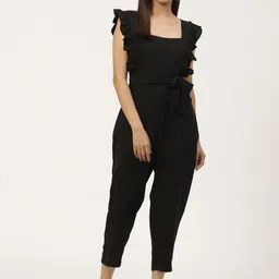 WoowZerz Women Black Solid Basic Jumpsuit-image-33