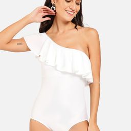 HAUTE SAUCE by  Campus Sutra Women White Solid One-Piece Swimsuit-image-17
