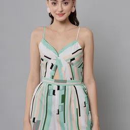 emeros Green & Black Striped Loop-style Back Tie Jumpsuit-picture-54